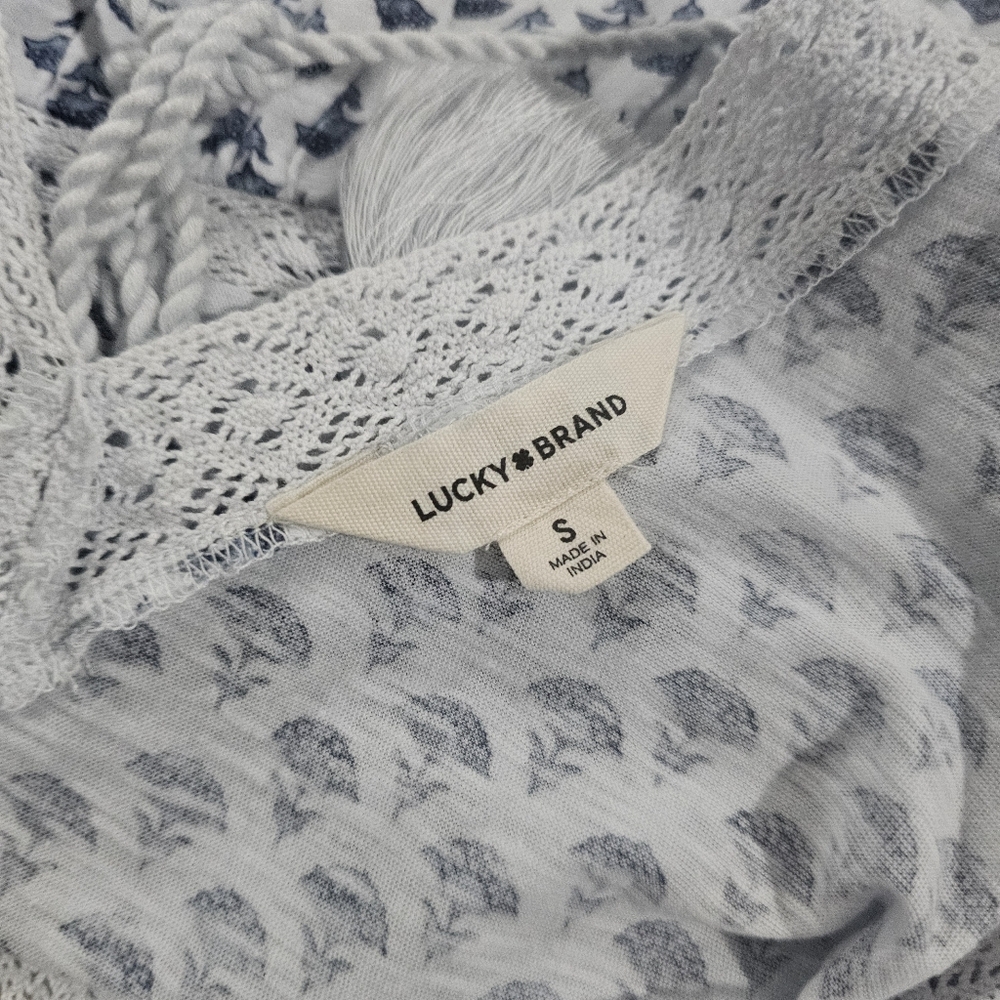 Lucky Brand Blue Paisley Top Small - Picture 5 of 7